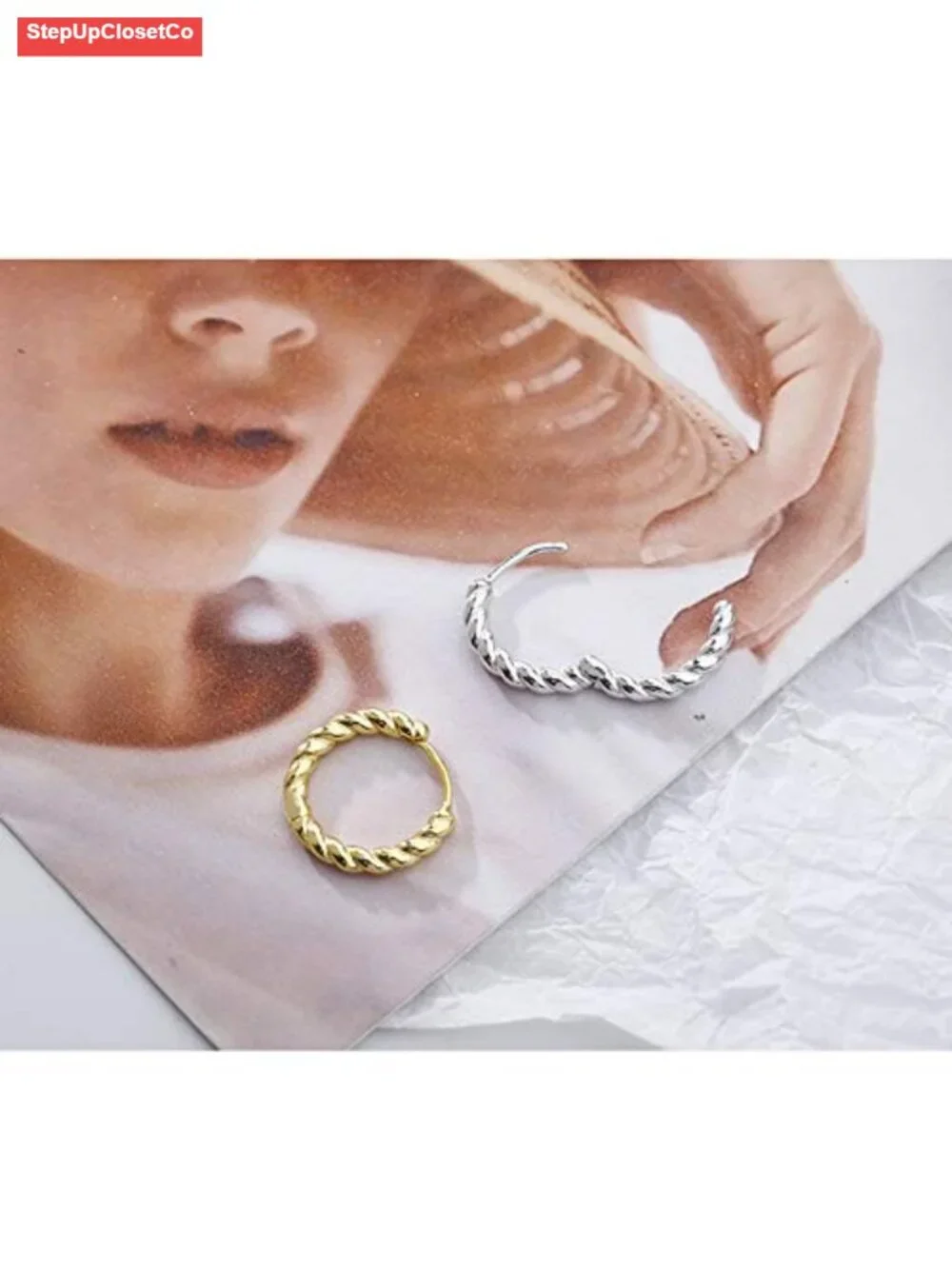 S925 Sterling Silver Twist Knot Rope Small Hoop Earrings Hypoallergenic Sleeper